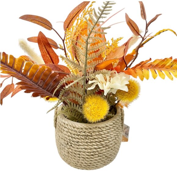 Autumn Whisper Faux Floral Arrangement Textured Rope Basket By Branch & Blossom - Picture 8 of 9